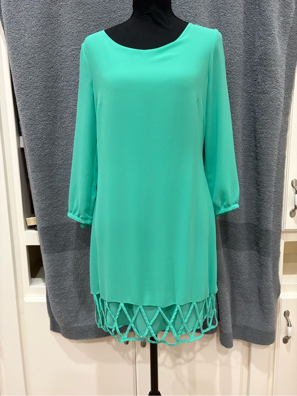 Sequin Hearts Mint Green Shift Dress Top